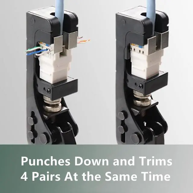 Alt view image 3 of 7 - Yankok 180 Degree Keystone Jack Punch Down Tool (Fit Short Body with Plat Pin Jacks Only), CAT5/5e and CAT6/6A Adapter Fast Termination Crimper, One Hand Operation with Quick Lock Blue Handle
