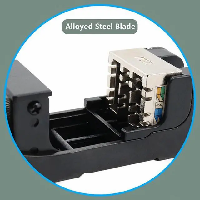 Alt view image 5 of 7 - Yankok 180 Degree Keystone Jack Punch Down Tool (Fit Short Body with Plat Pin Jacks Only), CAT5/5e and CAT6/6A Adapter Fast Termination Crimper, One Hand Operation with Quick Lock Blue Handle