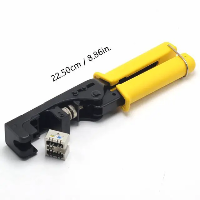 Alt view image 6 of 7 - Yankok 180 Degree Keystone Jack Punch Down Tool (Fit Short Body with Plat Pin Jacks Only), CAT5/5e and CAT6/6A Adapter Fast Termination Crimper, One Hand Operation with Quick Lock Yellow Handle