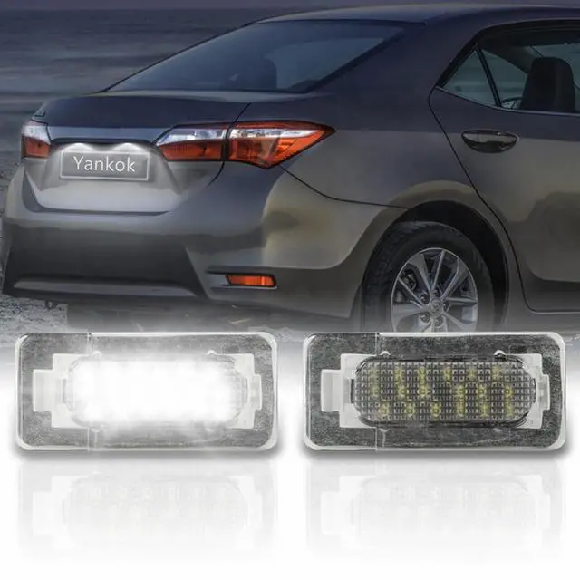 Alt view image 7 of 7 - Yankok LED License Plate Lights Compatible with Toyota Corolla 2014-2019 11th Gen E170 L LE LE S SE XSE 18 SMD LED 6000K White Tag Lamp Replacement