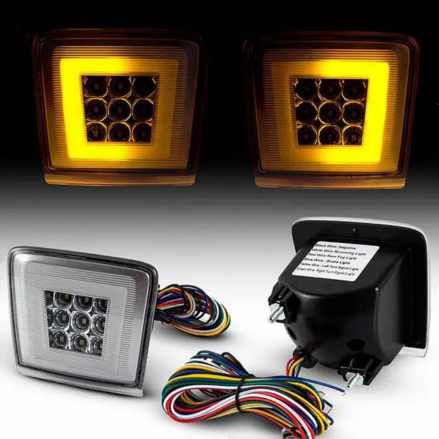 Alt view image 2 of 7 - Yankok LED Rear Bumper Light for 370Z 2009-2021 Juke 2013-2017 Sentra 2017-2019 Integrated with Sequential Turn Signal, Brake Light, Fog Light and Reverse Light Chrome Clear
