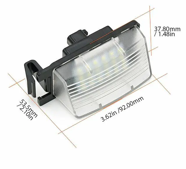 Alt view image 6 of 7 - Yankok LED License Plate Lights Compatible with 350Z 370Z GT-R Versa Cube Leaf & Infiniti G25 G35 G37 Q40 Q60, 2 Pack 6500K White Tag Lamp Replacement