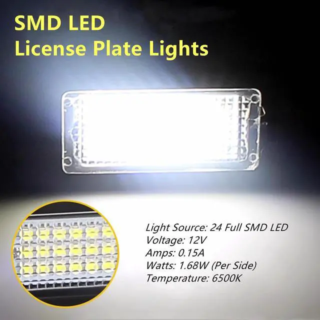 Alt view image 2 of 7 - Yankok LED License Plate Lights for Audi A1 A4 A5 A6 A7 B8 Q5 S5 RS5 TT TTRS Avant Allroad Sportback, 24SMD Xenon White, Come with Decoder Error Free, 4G0943021A 8T0943021