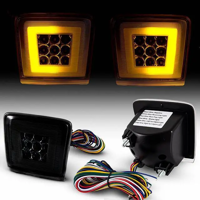 Alt view image 2 of 7 - Yankok LED Rear Bumper Light for 370Z 2009-2021 Juke 2013-2017 Sentra 2017-2019 Integrated with Sequential Turn Signal, Brake Light, Fog Light and Reverse Light Smoked Tinted