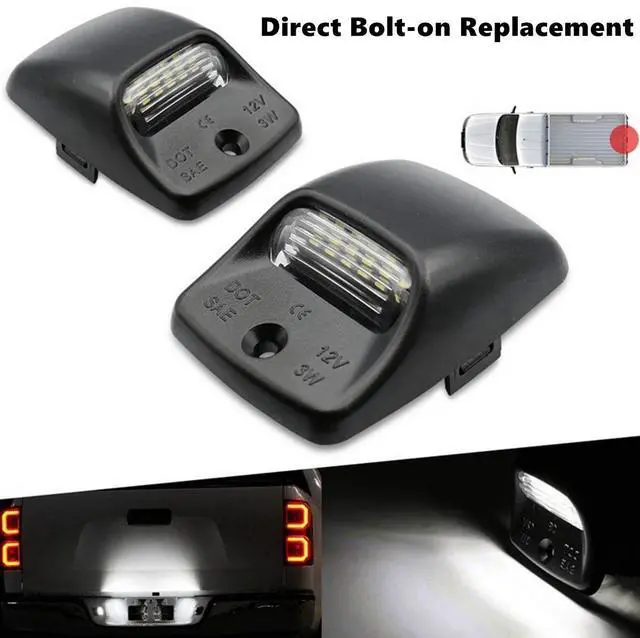 Alt view image 4 of 7 - Yankok LED License Plate Lights for Toyota Tundra 2000-2013 and Tacoma 2005-2015 Pickup Truck Tag Lamps Assembly Replacement 6000K White Black Housing