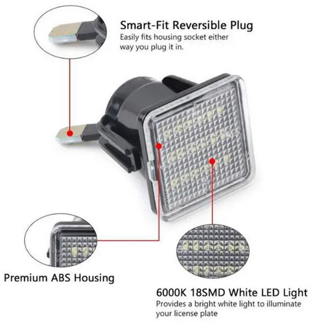 Alt view image 3 of 7 - Yankok LED License Plate Lights for Tundra 2012-2021 and Tacoma 2016-2022 Pickup Truck 6500K Xenon White Tag Lamp Assembly OE Replacement
