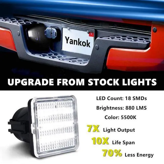 Alt view image 4 of 7 - Yankok LED License Plate Lights for Tundra 2012-2021 and Tacoma 2016-2022 Pickup Truck 6500K Xenon White Tag Lamp Assembly OE Replacement