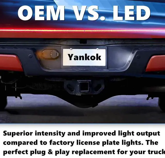 Alt view image 6 of 7 - Yankok LED License Plate Lights for Tundra 2012-2021 and Tacoma 2016-2022 Pickup Truck 6500K Xenon White Tag Lamp Assembly OE Replacement
