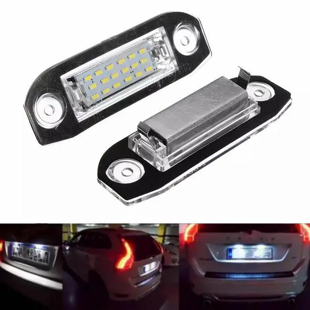 Alt view image 5 of 7 - Yankok LED License Plate Lights Compatible with Volvo C70 S40 S60 S80 V50 V60 V70 XC60 XC70 XC90 18 SMD LED 6500K Xenon White Tag Lamp Replacement