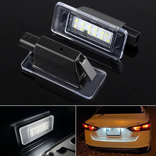 Alt view image 6 of 7 - Yankok LED License Plate Lights for Altima L37 Sentra B17 B18 Versa Sedan N18 Rogue X-Trail T33 6000K 18 SMD Tag Lamp Assembly