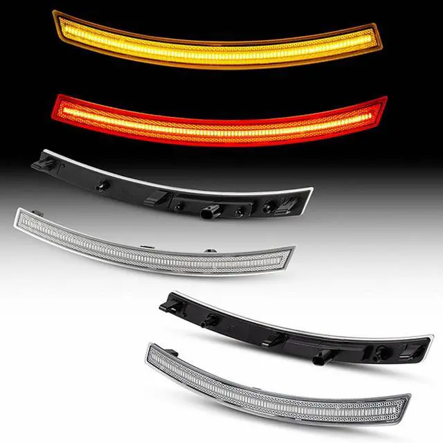 Main image of Yankok LED Side Markers Compatible with Chevy Corvette C7 2014-2019 Clear Lens, Amber Front Red Rear Turn Signal Lights Plug and Play