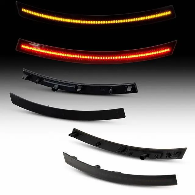 Main image of Yankok LED Side Markers Compatible with Chevy Corvette C7 2014-2019 Smoked Lens, Amber Front Red Rear Turn Signal Lights Plug and Play