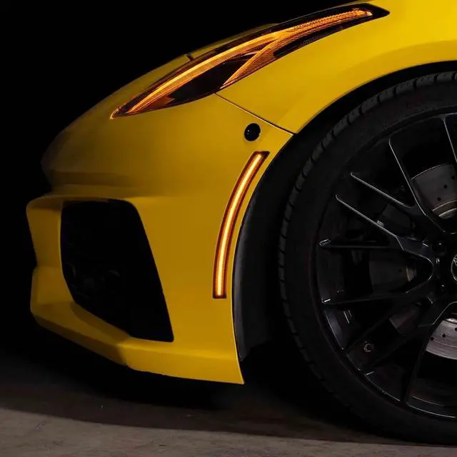 Alt view image 5 of 7 - Yankok LED Side Markers Compatible with Chevy Corvette C7 2014-2019 Smoked Lens, Amber Front Red Rear Turn Signal Lights Plug and Play