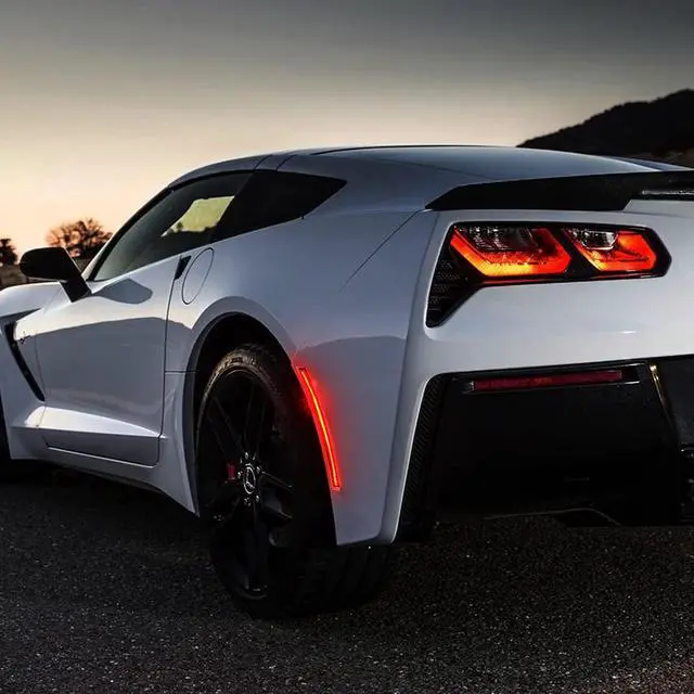 Alt view image 6 of 7 - Yankok LED Side Markers Compatible with Chevy Corvette C7 2014-2019 Smoked Lens, Amber Front Red Rear Turn Signal Lights Plug and Play