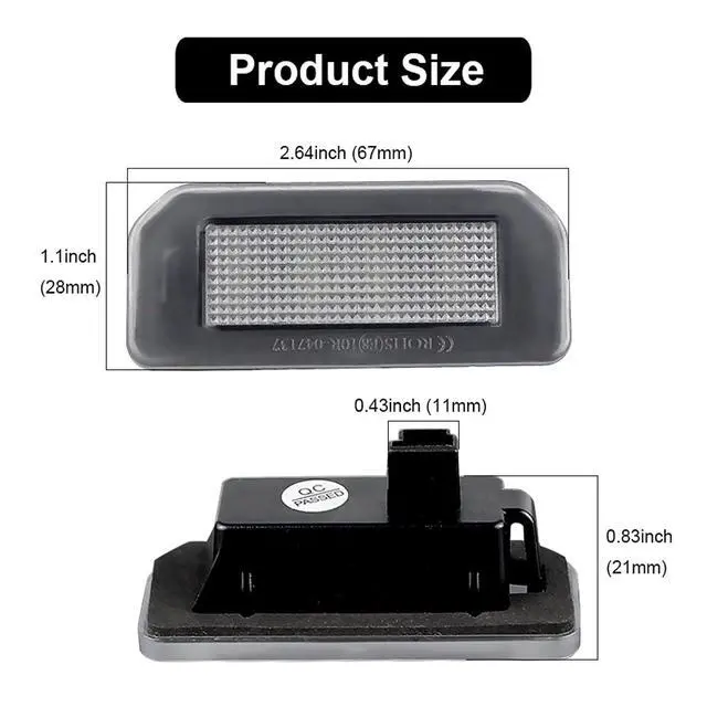 Alt view image 4 of 7 - Yankok LED License Plate Lights for Tesla Model 3 2017-UP and Model Y 2020-UP All Models 12 SMD LED Xenon White 6500K Tag Lamp Replacement