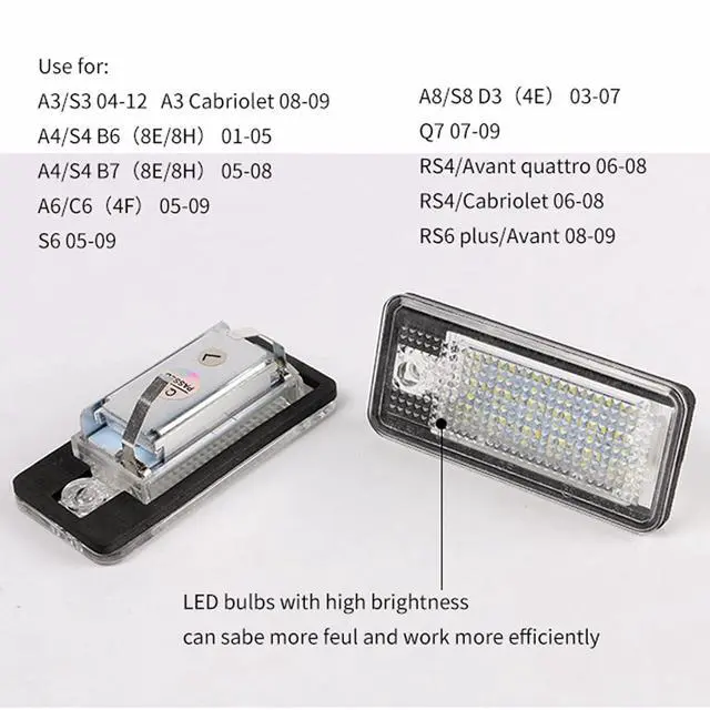 Alt view image 5 of 6 - Yankok [LED License Plate Lights Compatible for 2000s Edition A3 S3 A4 S4 A6 S6 A8 S8 Q7 RS4 RS6 Pack of 2 6500K Error Free 8E0807430A 8E0807430B 8E0943021B 8E0943025B