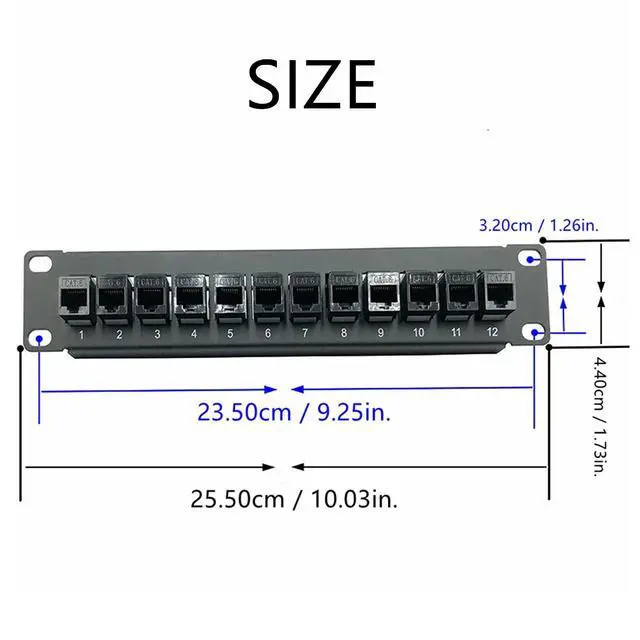 Alt view image 3 of 4 - Yankok [CAT5 12 Port Feed Through Patch Panel 10in. 1U with Built-in Pass Thru Inline Coupler Supports Back CAT5/5e Rack Wall Mount Unshielded RJ45 Ethernet