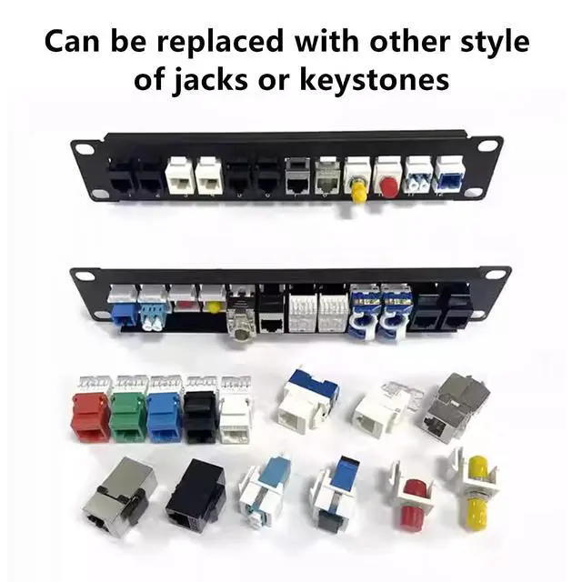 Alt view image 4 of 4 - Yankok [CAT5 12 Port Feed Through Patch Panel 10in. 1U with Built-in Pass Thru Inline Coupler Supports Back CAT5/5e Rack Wall Mount Unshielded RJ45 Ethernet