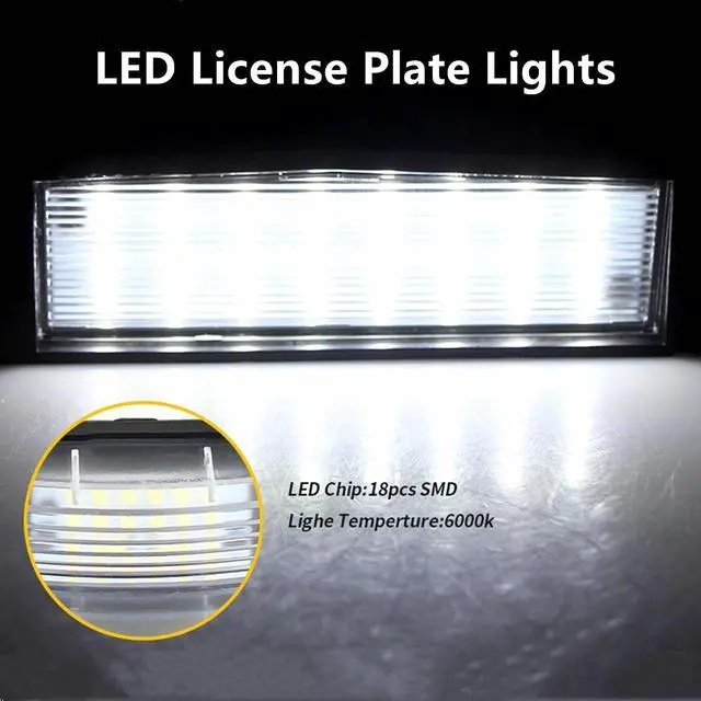 Alt view image 2 of 7 - Yankok LED License Plate Lights Compatible with Toyota RAV4 Corolla Avalon Yaris Scion IQ IM 6000K 18-SMD Xenon White Tag Lamps Assembly