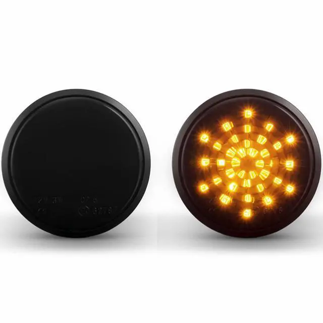 Alt view image 2 of 2 - Yankok LED Side Marker Lights for 370Z Z34 Fairlady Z 2009-2021, Pair of Black Housing, Smoked Lens, Non-Sequential Amber Turn Signals, Snow Flake Style