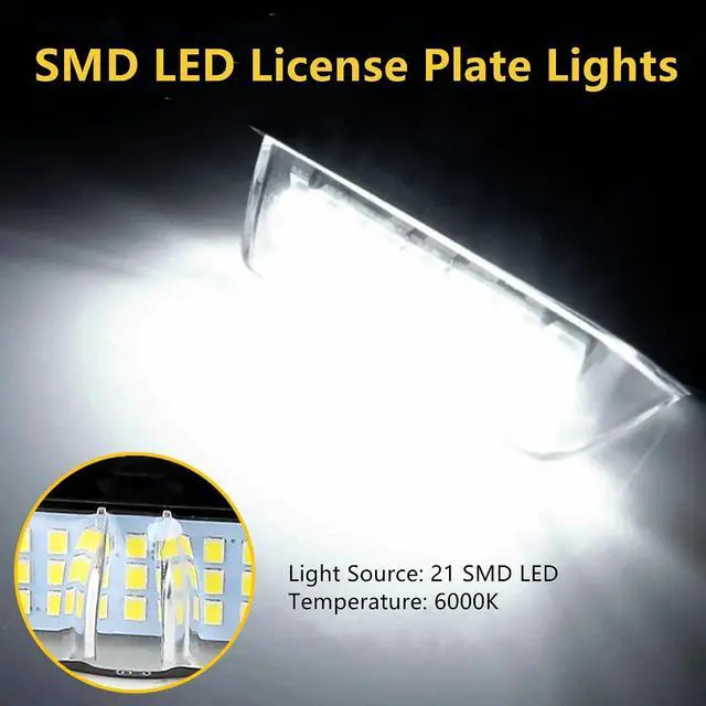 Alt view image 2 of 7 - Yankok LED License Plate Lights Compatible with Toyota RAV4 Highlander Avalon Corolla Prius and Lexus ES300h UX200/300 LX600 6000K Diamond White Tag Lamp Assembly