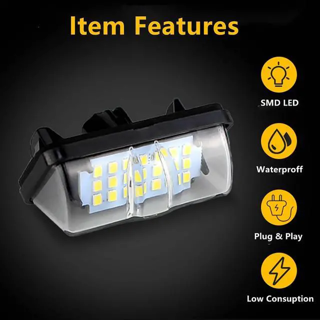 Alt view image 4 of 7 - Yankok LED License Plate Lights Compatible with Toyota RAV4 Highlander Avalon Corolla Prius and Lexus ES300h UX200/300 LX600 6000K Diamond White Tag Lamp Assembly