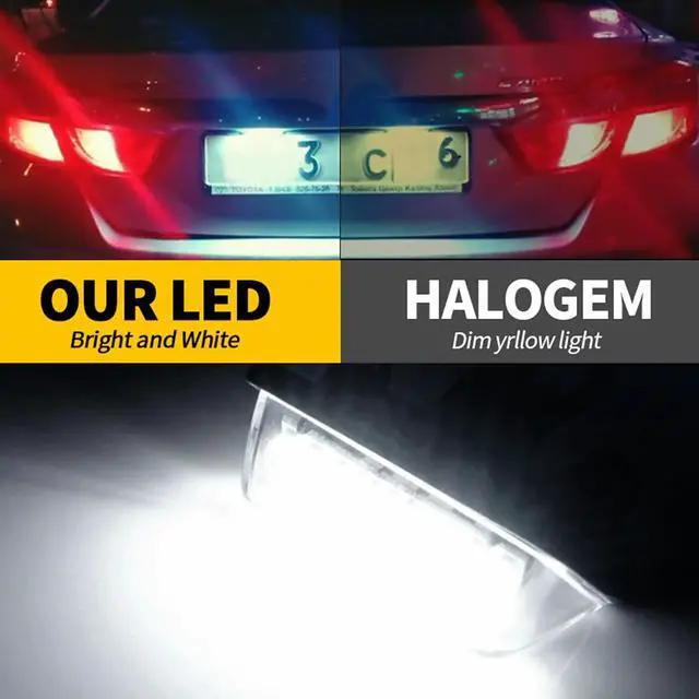 Alt view image 5 of 7 - Yankok LED License Plate Lights Compatible with Toyota RAV4 Highlander Avalon Corolla Prius and Lexus ES300h UX200/300 LX600 6000K Diamond White Tag Lamp Assembly
