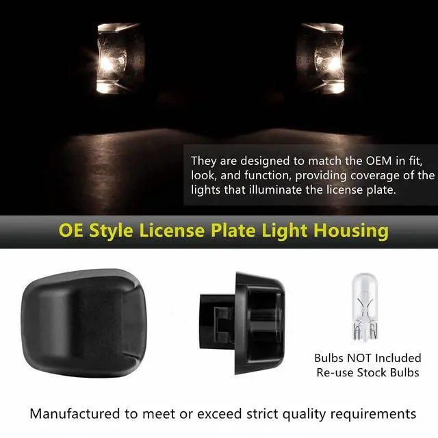 Alt view image 6 of 7 - Yankok OE License Plate Light Housing For Frontier D40 07-21, Titan and Xterra 07-15, Armada 08-15, Equator 09-12 (2 Pack OE Style Cover. Bulbs NOT Included)