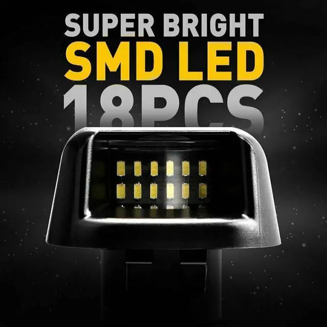 Alt view image 3 of 7 - Yankok LED License Plate Lights For Frontier D40 07-21, Titan and Xterra 07-15, Armada 08-15, Equator 09-12 18 SMD 6500K Xenon White Tag Lamp Replacement 2 Pack