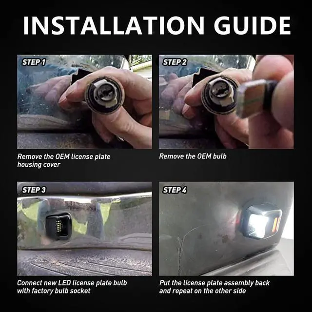 Alt view image 7 of 7 - Yankok LED License Plate Lights For Frontier D40 07-21, Titan and Xterra 07-15, Armada 08-15, Equator 09-12 18 SMD 6500K Xenon White Tag Lamp Replacement 2 Pack