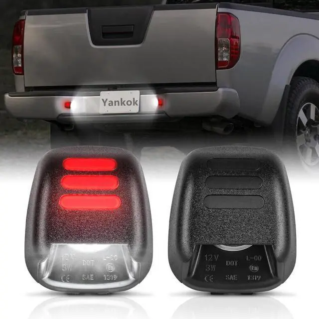 Alt view image 6 of 7 - Yankok OLED License Plate Lights For Frontier D40 07-21, Titan and Xterra 07-15, Armada 08-15, Equator 09-12 18 SMD 6500K White with Triple Red Tube Tag Lamp Replacement 2 Pack