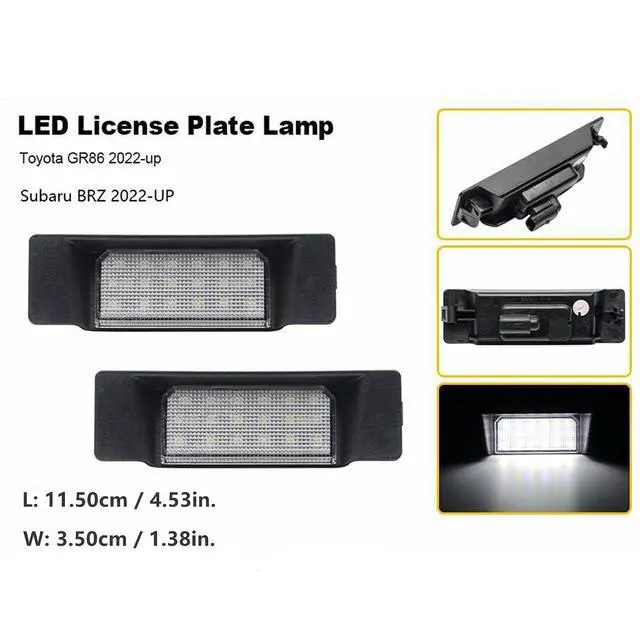Alt view image 6 of 7 - Yankok LED License Plate Lights Compatible with Toyota GR86 2021-2025 ZN8 and Subie BRZ 2021-2025 ZD8 2nd Gen, 6000K Diamond White Tag Lamp Assembly Replacement