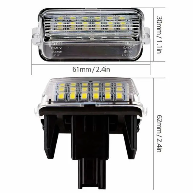 Alt view image 3 of 7 - Yankok LED License Plate Lights Compatible with Toyota Camry Highlander Avalon Yaris Prius C 2 Pack 6500K Xenon White Tag Lamp Replacement