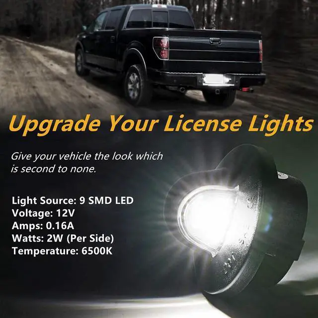 Alt view image 2 of 7 - Yankok LED License Plate Lights for Ford F150 F250 F350 F450 F550 SuperDuty Ranger and Expedition Excursion Explore Bronco 6500K White Panel 9 SMD Tag Lamp Assembly