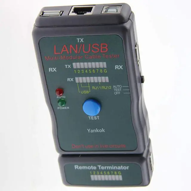 Alt view image 2 of 7 - Yankok LAN/USB Multi-Network Modular Cable Tester for Cat5/5e, Cat6, USB A/A, A/B, RJ45, RJ11, TIA-568A/568B, Token Ring and Telephone Cables