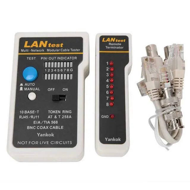 Alt view image 3 of 7 - Yankok LANtest Multi-Network Modular Cable Tester Kit for Cat5/5e Cat6, Coaxial, RJ45 RJ11, TIA-568A/568B, Token Ring and Telephone Cables