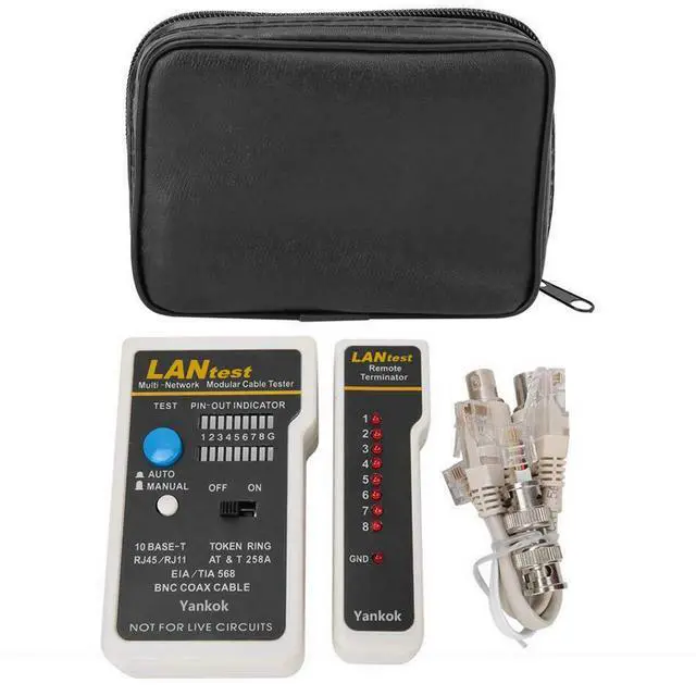 Alt view image 4 of 7 - Yankok LANtest Multi-Network Modular Cable Tester Kit for Cat5/5e Cat6, Coaxial, RJ45 RJ11, TIA-568A/568B, Token Ring and Telephone Cables