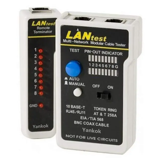 Alt view image 6 of 7 - Yankok LANtest Multi-Network Modular Cable Tester Kit for Cat5/5e Cat6, Coaxial, RJ45 RJ11, TIA-568A/568B, Token Ring and Telephone Cables