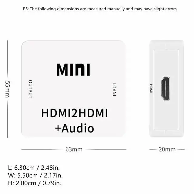Alt view image 3 of 7 - Yankok 1080P Mini HDMI to HDMI Audio Converter HDMI2HDMI HD Extractor Adapter Switcher for PC Laptop HDTV HDCP Projector 3.5mm Audio Splitter