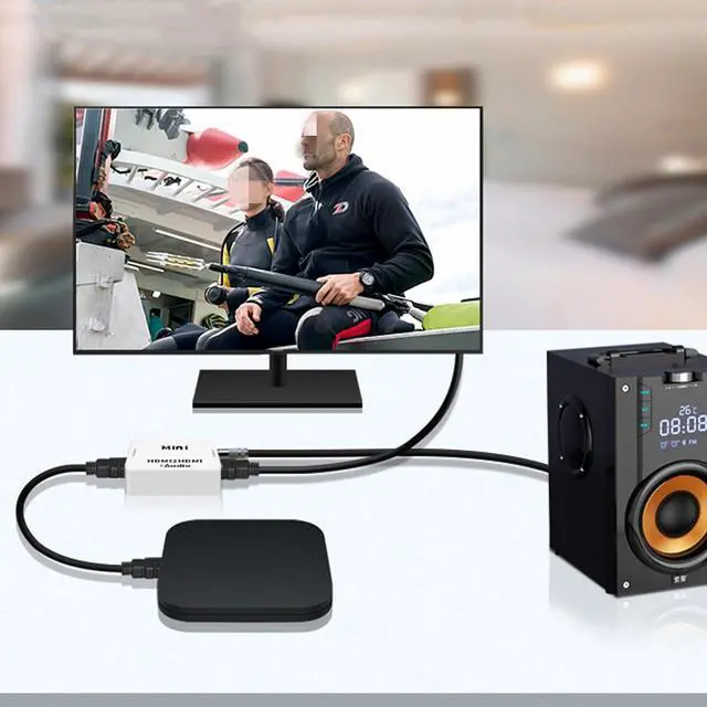 Alt view image 6 of 7 - Yankok 1080P Mini HDMI to HDMI Audio Converter HDMI2HDMI HD Extractor Adapter Switcher for PC Laptop HDTV HDCP Projector 3.5mm Audio Splitter