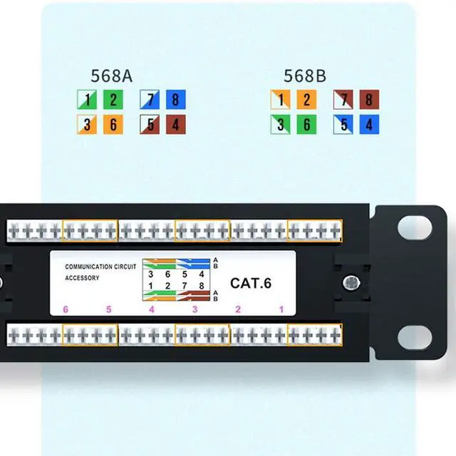 Alt view image 7 of 7 - Yankok [CAT6 6 Port Replace Patch Panel Unshielded with Coded T568A/B Ethernet Wiring Diagram for 12/24/48 Port CAT6 Patch Panels to Replace Defective Part