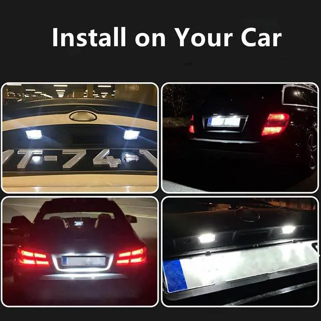 Alt view image 6 of 7 - Yankok LED License Plate Lights for Compatible with Mercedes Benz W204 S204 W212 C207 S212 W221 C216 18 SMD 6500K Xenon White Can-bus Error Free