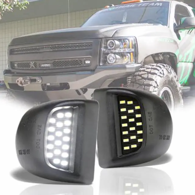 Alt view image 7 of 7 - Yankok LED License Plate Lights Compatible with Silverado Suburban Tahoe Avalanche Traverse, Sierra Yukon & Yukon XL, Escalade & EXT 6000K 18 SMD LED Tag Lamps Replacement