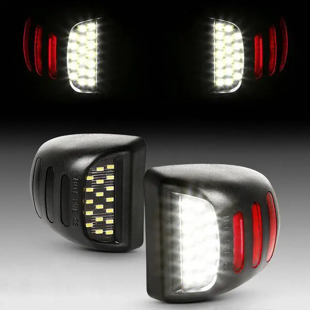 Main image of Yankok LED License Plate Lights for Silverado Suburban Tahoe Avalanche Traverse Sierra Yukon & Yukon XL Escalade & EXT 6500K White & Red Tag Lamp Assembly