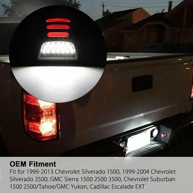 Alt view image 6 of 7 - Yankok LED License Plate Lights for Silverado Suburban Tahoe Avalanche Traverse Sierra Yukon & Yukon XL Escalade & EXT 6500K White & Red Tag Lamp Assembly