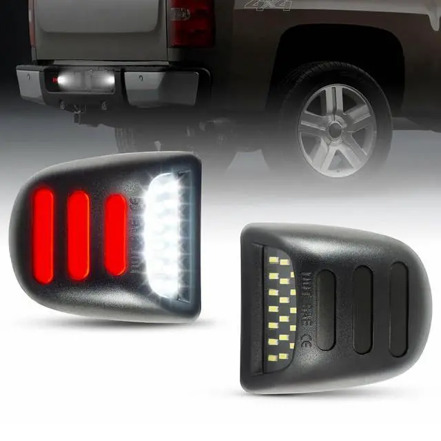 Alt view image 7 of 7 - Yankok LED License Plate Lights for Silverado Suburban Tahoe Avalanche Traverse Sierra Yukon & Yukon XL Escalade & EXT 6500K White & Red Tag Lamp Assembly