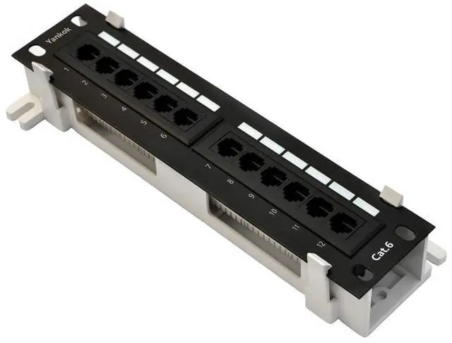Main image of Yankok [CAT6 12 Port Patch Panel Supports Back CAT5/5e with Bracket Rack/Wall Mount 10in.x1U Unshielded Color-Coded T568A/B Wiring (Come with Mini Punch Down Tool)