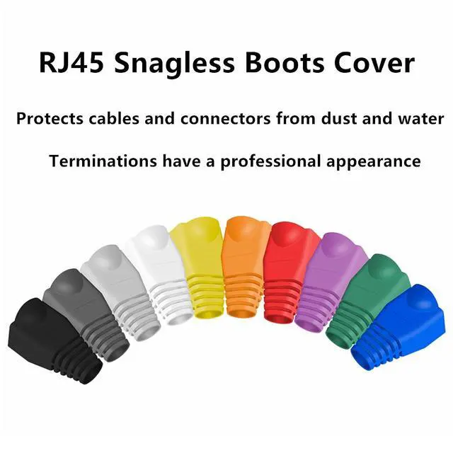 Alt view image 2 of 7 - Yankok RJ45 Strain Relief Boots OD 6.0mm 100 Pcs Black for CAT5/5e and CAT6 Ethernet Cable Network Connectors Modular Plugs Snap On Protective Covers