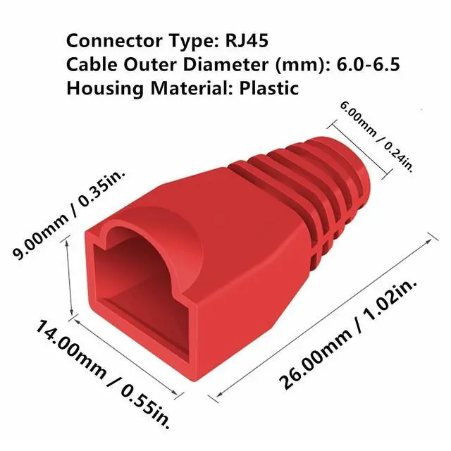 Alt view image 3 of 7 - Yankok RJ45 Strain Relief Boots OD 6.0mm 100 Pcs Black for CAT5/5e and CAT6 Ethernet Cable Network Connectors Modular Plugs Snap On Protective Covers