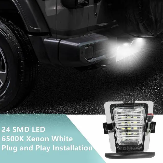Alt view image 3 of 7 - Yankok LED License Plate Light for Wrangler JK 2007-2018 X Sahara Rubicon 3rd Gen 24 SMD LED 6500K Xenon White OE Upgrade Replacement